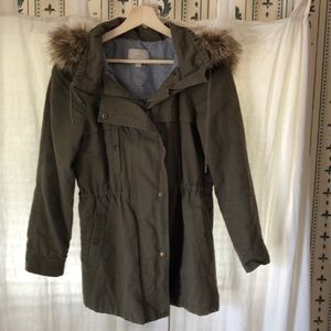 Loft army green lightweight parka